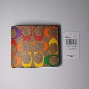 NWT COACH C9863 3-IN-1 WALLET RAINBOW SIGNATURE:NWT RAINBOW PRIDE